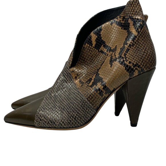 Isabel Marant Archenn Brown & Tan Patchwork Snakeskin Ankle Booties Size 40 - Picture 5 of 11